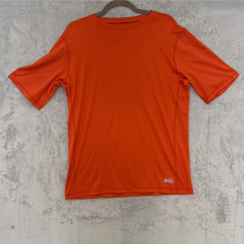 REI Co-op Mens Active‎ T-Shirt Orange Short Sleeve Hiking Running 242537 S25